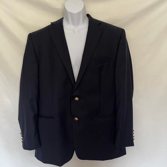 LAUREN RALPH LAUREN 100% Wool Mens Blazers Size 42R Navy 2 Gold Buttons Notch - Picture 15 of 15